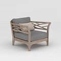 Tech Exhibition Hall Display Modern Wooden Frame Chair With Cross Arm And Gray Cushion
