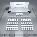 Professional Stage Setup for Lyraea Summit with White Chairs Podium and Surrounding Fencing