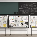 Modern Blackboard Office Whiteboard Bracket Whiteboard Mobile Blackboard Notes Sticker 3d model