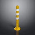 High Quality Yellow And White Striped Metal Warning Bollard For Traffic Safety Protection