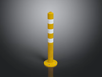 High Quality Yellow And White Striped Metal Warning Bollard For Traffic Safety Protection 3d model