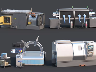 Industrial Equipment Showcase Featuring Lathe Machines Milling Tools and Heavy Machinery 3d model