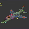 Detailed Grey Jet Aircraft Model With Blue Canopy And Red Wing Markings
