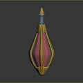 Red And Gold Ornate Decorative Bottle With Glowing Red Section And Transparent Spire