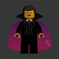 Lego Vampire Minifigure With Brown Hair Glasses Black Suit And Purple Cape