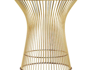 Elegant Golden Metal Woven Decorative Ornament With Curved Structure And Thin Strips 3d model