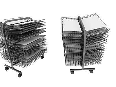 Art Supplies Storage Carts with Metal Mesh Racks for Drawing Boards and Easels 3d model Art Supplies Storage Carts with Metal Mesh Racks for Drawing Boards and Easels 3d model