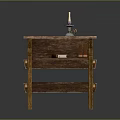 Wooden Nightstand With Multiple Shelves Classic Design And Candle Holder Books