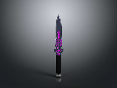 Fantasy Weapon Dagger With Purple Decorative Patterns Black Handle And Silver Base 3d model