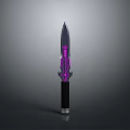 Fantasy Weapon Dagger With Purple Decorative Patterns Black Handle And Silver Base