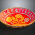 Decorative Kitchen Furniture Bowl With Red Gold Floral Pattern Design