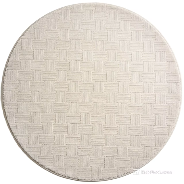 Light Colored Round Carpet With Woven Texture And Modern Neutral Design 3d model 