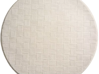 Light Colored Round Carpet With Woven Texture And Modern Neutral Design 3d model