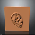 3D Sculpted Ear Shape Featured on Orange Square Minimalist Decorative Art Piece