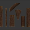 Wooden Logs From Trees In Various Shapes And Sizes On Dark Background