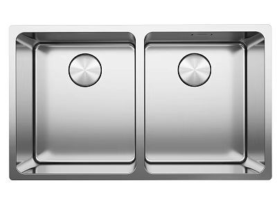 Stainless Steel Double Bowl Kitchen Sink With Square Design And Round Drains 3d model
