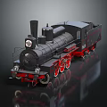 Vintage Black Steam Train Model With Red Wheels And Reflective Surface 3d model