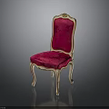 Elegant Red Velvet Upholstered Chair With Gold Accents And Ornate Legs