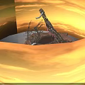 Industrial Installation With Rock Base And Intricate Metallic Mechanical Structures