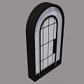 Modern Arched Sliding Doors With Black Frames And Glass Panels 3d model
