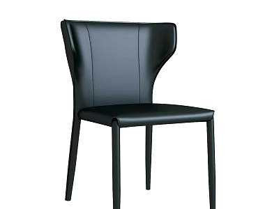 Modern Black Leather Dining Chair with Sleek Metal Legs and Stylish Backrest Design 3d model
