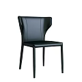 Modern Black Leather Dining Chair with Sleek Metal Legs and Stylish Backrest Design