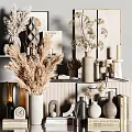 Modern Luxury Decorative Ornament Set With Dried Pampas Grass Vases Candles And Sculptures