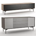 Modern TV Stand With Wood And Metal Design Multiple Drawers And Sturdy Metal Legs
