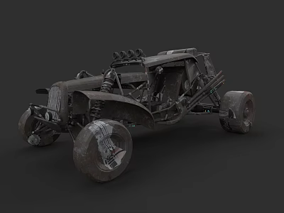 Rugged Modified Off Road Car With Large Tires And Exposed Machinery 3d model