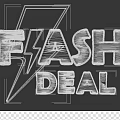 Flash Deal Logo Design With Yellow Text And Black Lightning Bolt