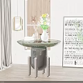 Modern Side Table With Glass Top Unique Grey Base Decorative Vase Hanging Lamp And Wall Art