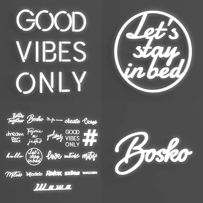 Decorative Neon Lights with Various Text Designs and Stylish Fonts for Home Decoration 3d model
