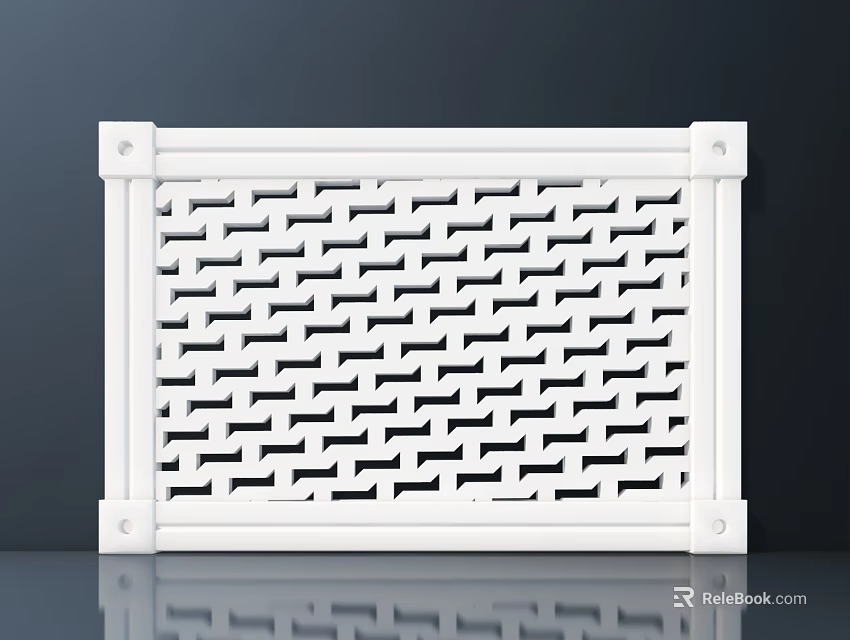 Building Exterior Wall With White Geometric Perforated Decorative Panel Design 3d model 