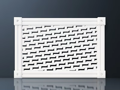 Building Exterior Wall With White Geometric Perforated Decorative Panel Design 3d model