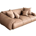 Modern Brown Multi Seater Sofa With Comfortable Pillows And Upholstered Design 3d model