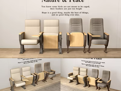 Different Colored Comfortable Chairs With Wooden Armrests Modern Indoor 3d model