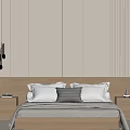 Modern bedside background wall double bedside table chandelier 3d model