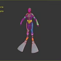 3D Character Model In Diving Suit With Flippers And Weapon Design 3d model