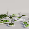 Modern Outdoor Chair Design In Landscape With Green Plants And Geometric Shapes