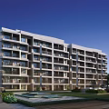 Modern Multi storey Residential Building With Balconies And Landscaped Garden Area