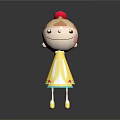 Cute Smiling Cartoon Character With Red Hair Accessory Yellow Dress And Yellow Shoes
