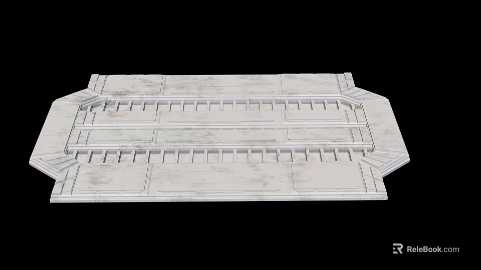 Heavy Duty Industrial Metal Platform With Parallel Support Bars For Machinery 3d model 