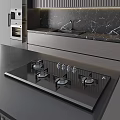 Modern Kitchen Interior With Gray Cabinets Marble Countertops Island And Range Hood