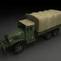 U.S. Army Green Utility Vehicle With Canvas Covered Cargo And Multiple Wheels