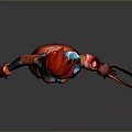 Futuristic Game And Movie Character With Red Hair Blue Red Armor Clawed Hands Standing Pose