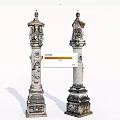 European style column landscape column modeling stone column 3d model