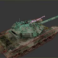 Military Armored Tank Vehicle with Camouflage Paint Long Cannon Tracks and Turret