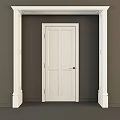 Modern White Double Doors with Glass Panes and Sleek Door Frame Design 3d model