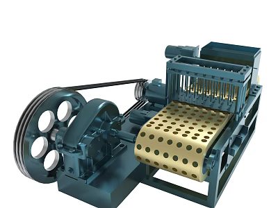 Industrial Mechanical Machine With Perforated Belt And Metal Roller Components 3d model
