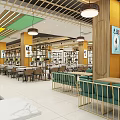 Traditional Chinese Restaurant Interior With Wooden Ceiling Shelves Hanging Lights And Tables